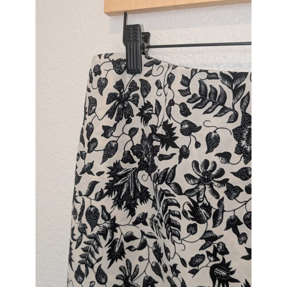 Vintage Womens Black Cream Floral Batik Print Pencil Skirt  Size 12